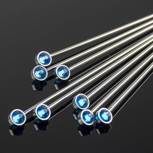 Blue Gem Crystal and Steel Cocktail Picks (Set of 8) by Prince of Scots