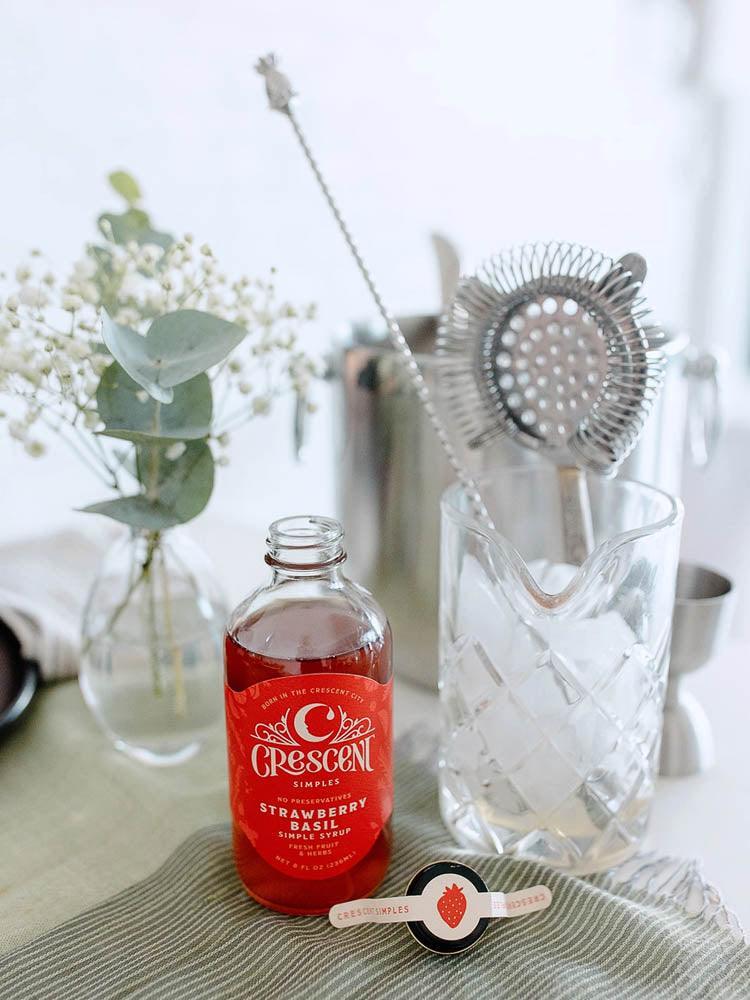 Strawberry Basil Simple Syrup (8oz) by Crescent Simples