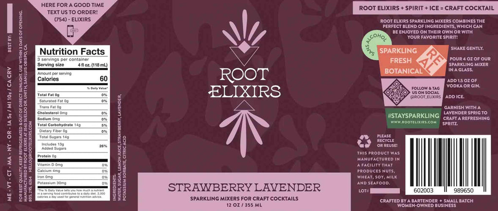 Strawberry Lavender Sparkling Mixer by Root Elixirs