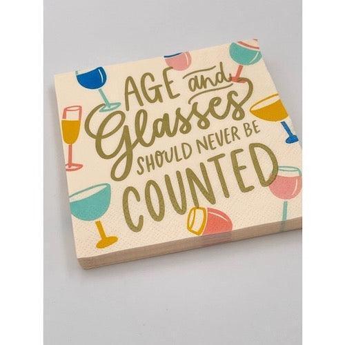 'Age and Glasses' Birthday Cocktail Napkins (Pack of 20) by Soiree Sisters