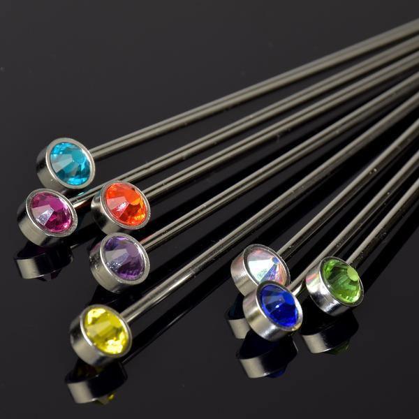 Colorful Gem Crystal and Steel Cocktail Picks (Set of 8) by Prince of Scots