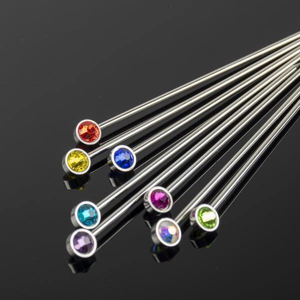 Colorful Gem Crystal and Steel Cocktail Picks (Set of 8) by Prince of Scots