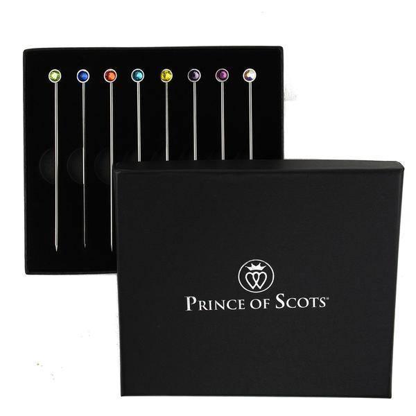 Colorful Gem Crystal and Steel Cocktail Picks (Set of 8) by Prince of Scots