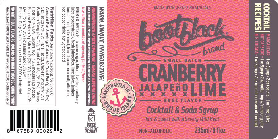 Cranberry Jalapeno Lime Cocktail & Soda Syrup (8oz) by Bootblack Brand