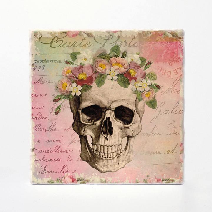 Floral Skulls Absorbent Tile Coasters (Set of 4) by Versatile Coasters