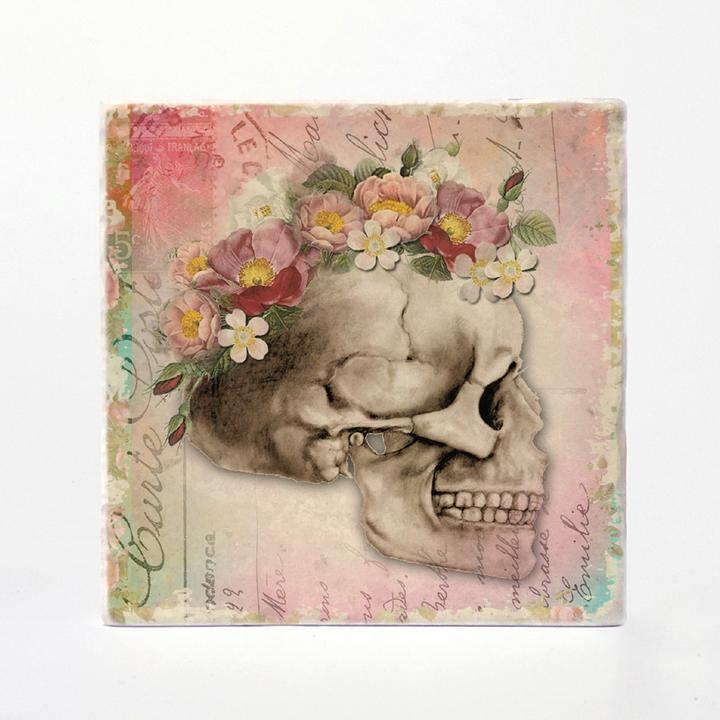 Floral Skulls Absorbent Tile Coasters (Set of 4) by Versatile Coasters