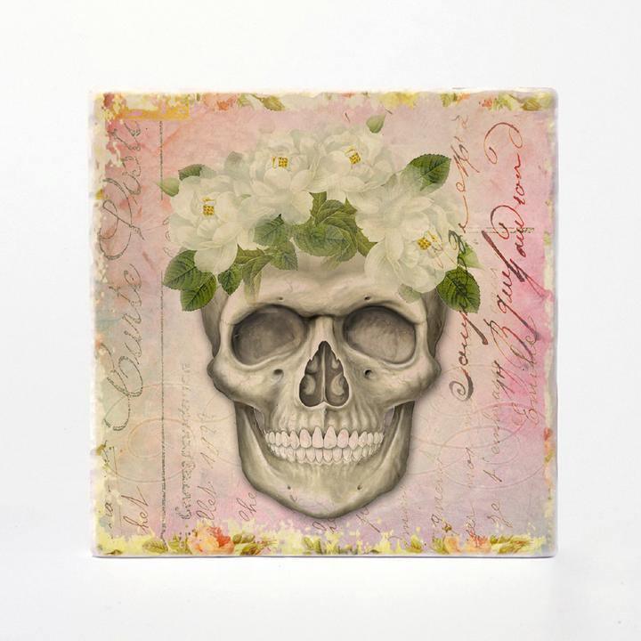 Floral Skulls Absorbent Tile Coasters (Set of 4) by Versatile Coasters