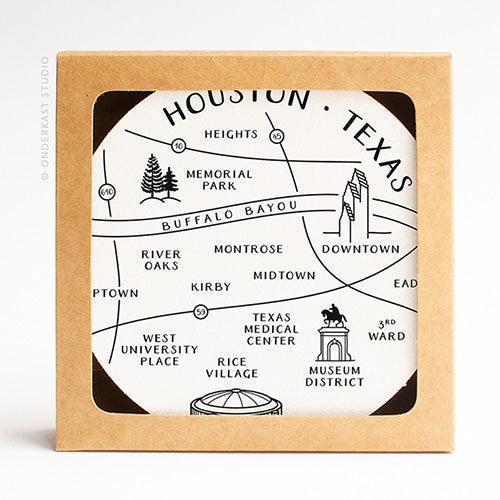 Houston Neighborhoods Letterpress Coasters (Pack of 10) by Onderkast Studio