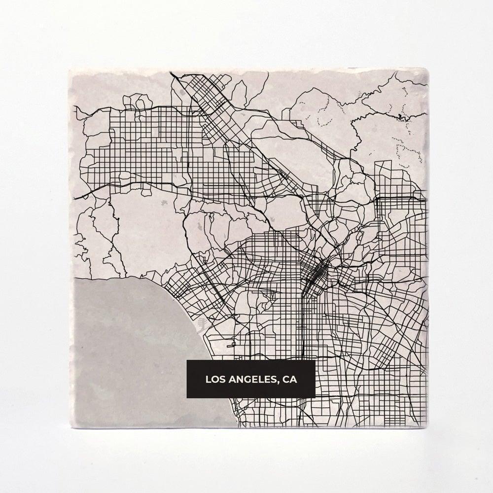 Los Angeles | City Map Absorbent Tile Coaster by Versatile Coasters