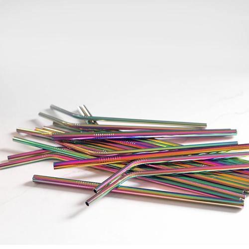 Rainbow Reusable Stainless Steel Straws (6-piece set) by The Last Straw